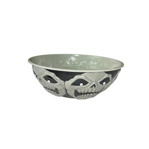 Halloween Easter Unlimited Hard Plastic Skull Skeleton Vtg 11.5" Candy Dish Bowl